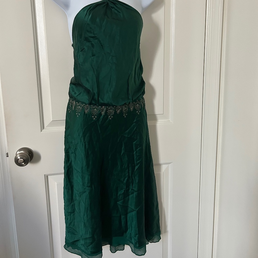 BCBG Maxazria Green 100% Silk Dress -Size 4